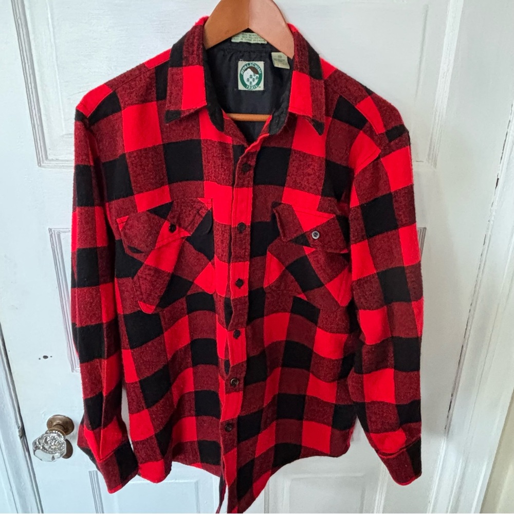 Vintage Red and Black Plaid Flannel Appalachian Trail Men's Shirt